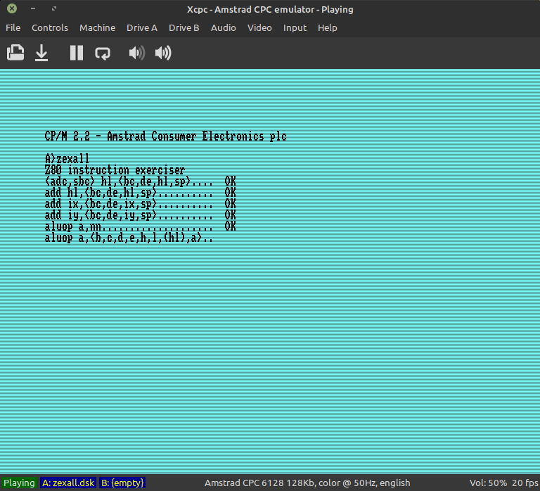 Z80 instruction exerciser